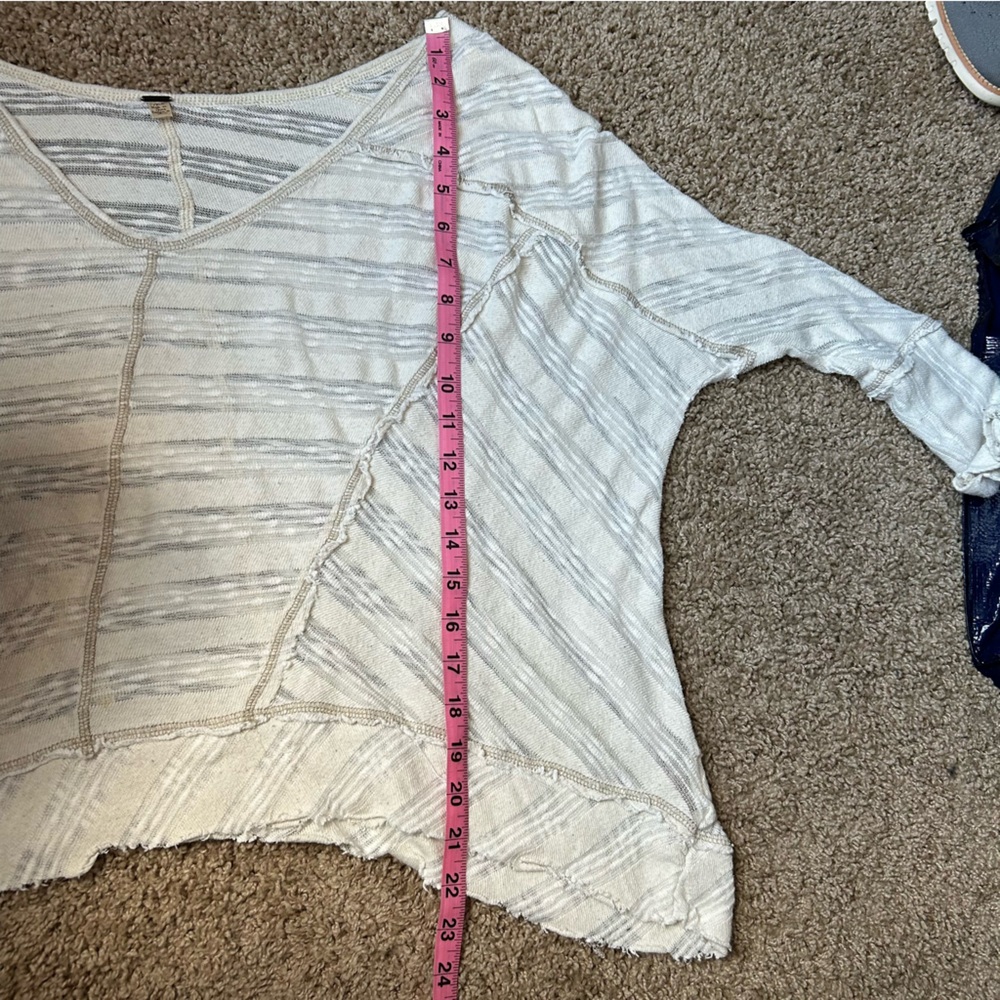 W Cream Free People Oversized Thin Knit Sweater Shirt Size XS |A40 - Picture 10 of 10